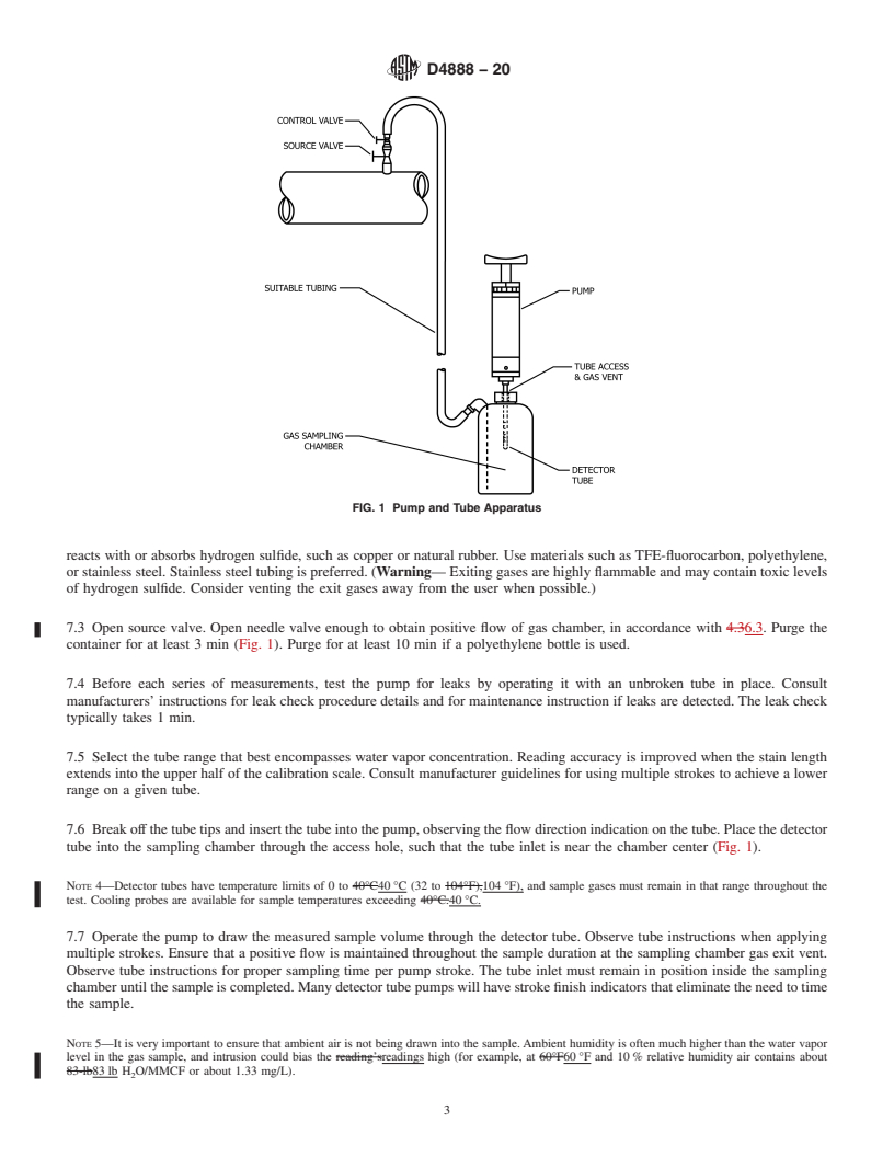 REDLINE ASTM D4888-20 - Standard Test Method for  Water Vapor in Natural Gas Using Length-of-Stain Detector Tubes