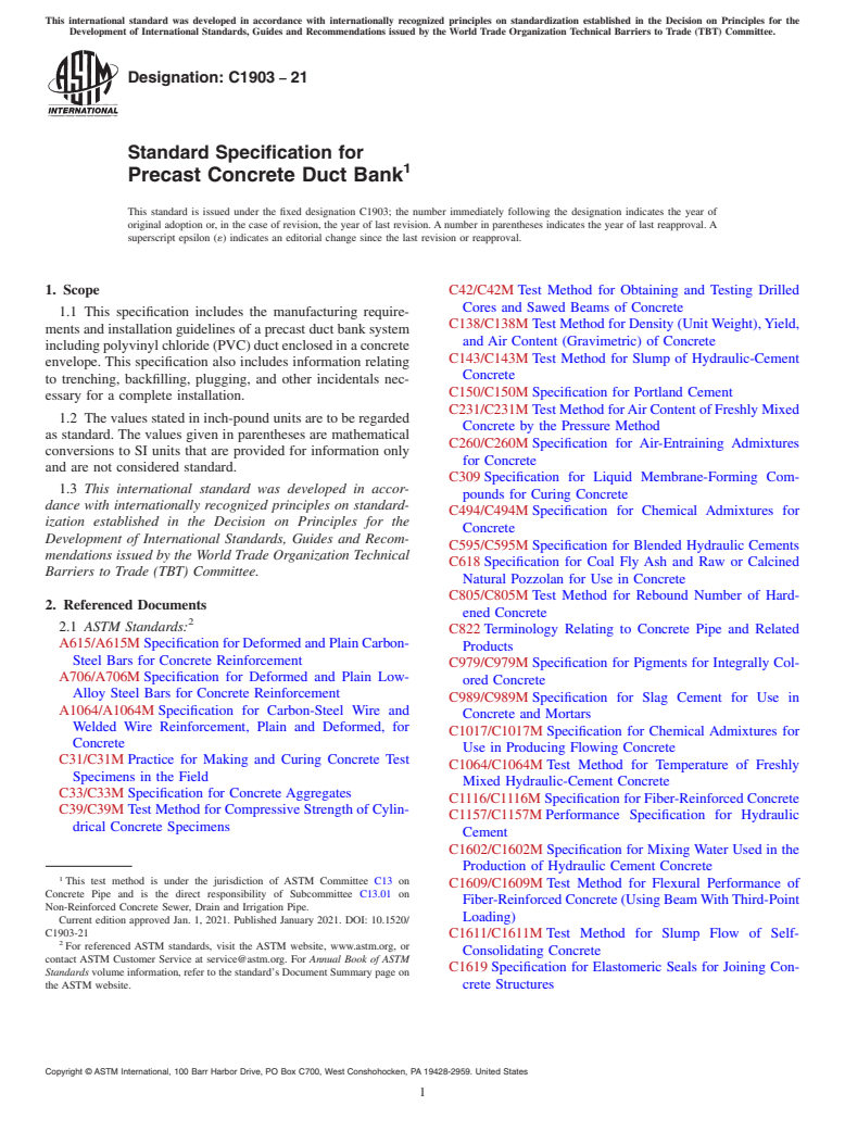 ASTM C1903-21 - Standard Specification for Precast Concrete Duct Bank