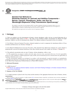 REDLINE ASTM D4927-20 - Standard Test Methods for  Elemental Analysis of Lubricant and Additive Components—Barium,   Calcium, Phosphorus, Sulfur, and Zinc by Wavelength-Dispersive X-Ray   Fluorescence Spectroscopy