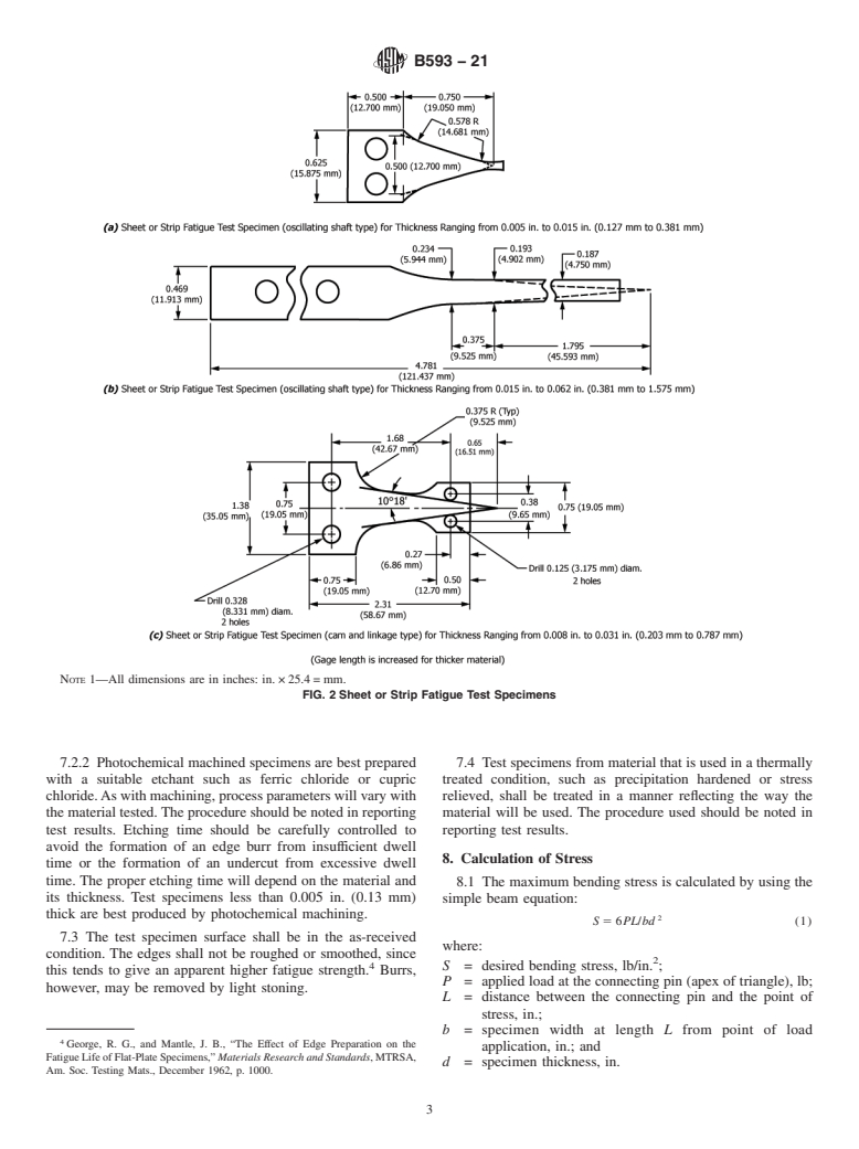 ASTM B593-21 - Standard Test Method for Bending Fatigue Testing for Copper-Alloy Spring Materials
