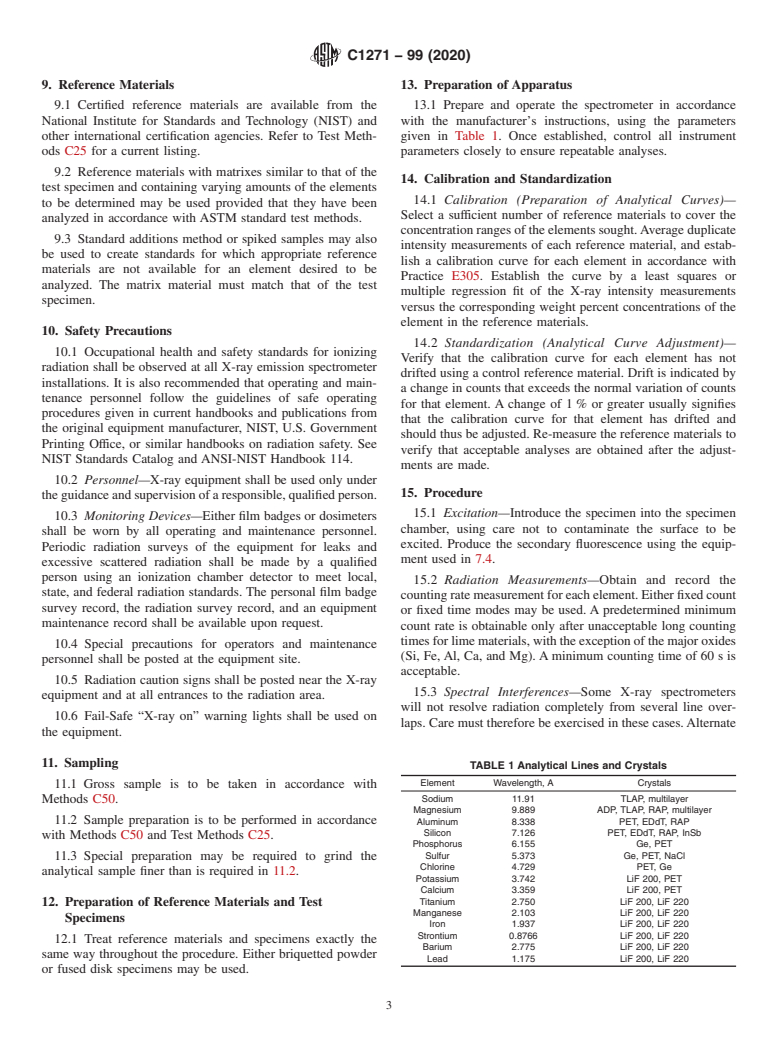 ASTM C1271-99(2020) - Standard Test Method for  X-ray Spectrometric Analysis of Lime and Limestone