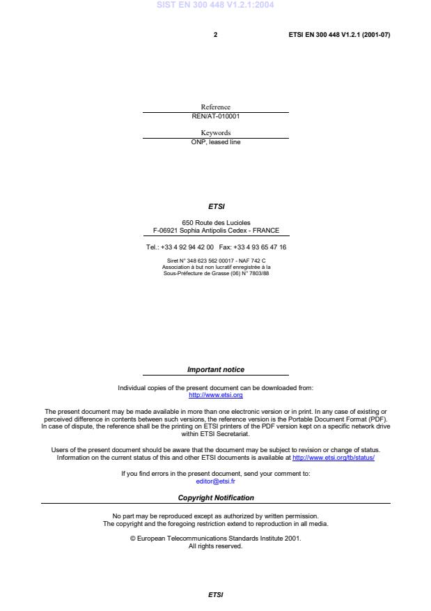 SIST EN 300 448 V1.2.1:2004 SIST EN 300 448 V1.2.1:2004 - Page 4 preview
