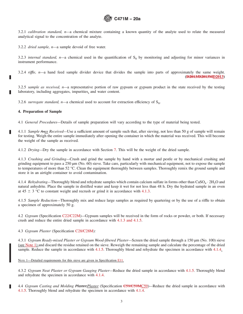 REDLINE ASTM C471M-20a - Standard Test Methods for  Chemical Analysis of Gypsum and Gypsum Products (Metric)