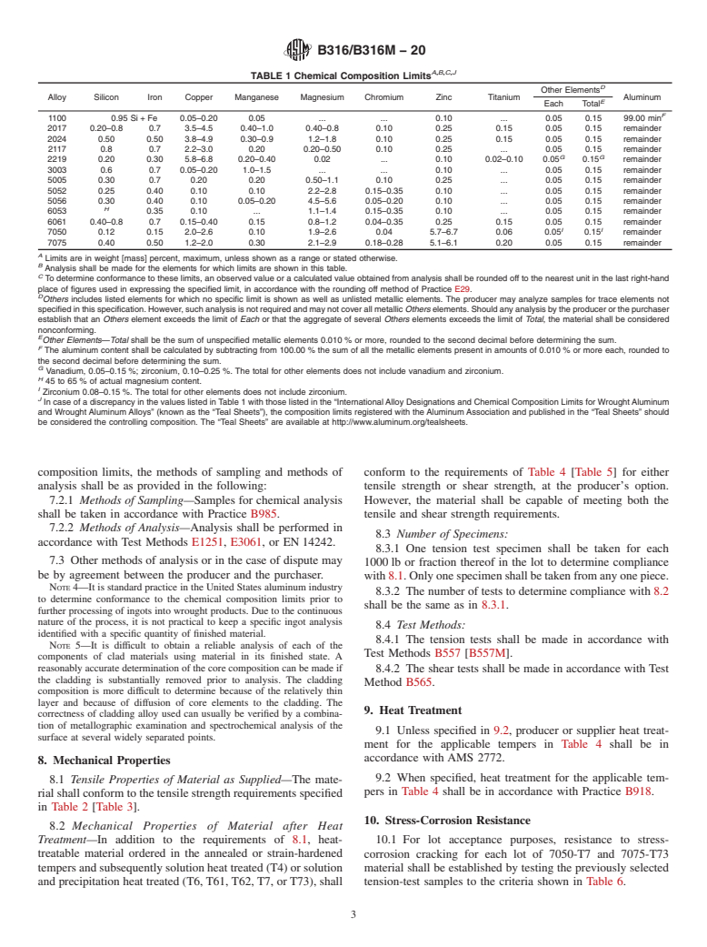 ASTM B316/B316M-20 - Standard Specification for Aluminum and Aluminum-Alloy Rivet and Cold-Heading Wire and  Rods