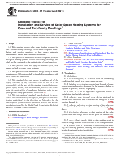 ASTM E683-91(2021) ASTM E683-91(2021) - Standard Practice for Installation and Service of Solar Space Heating Systems for One- and Two-Family Dwellings - Page 1 preview