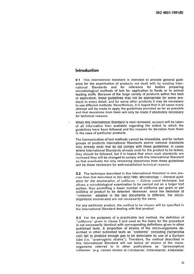 ISO 4831:1991 - Microbiology -- General guidance for the enumeration of coliforms -- Most probable number technique