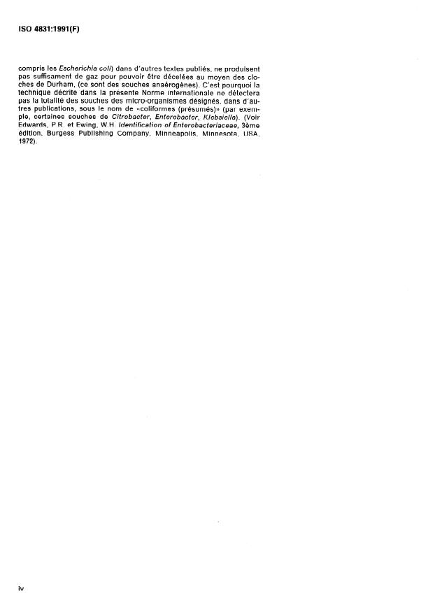 ISO 4831:1991 ISO 4831:1991 - Microbiologie -- Directives générales pour le dénombrement des coliformes -- Technique du nombre le plus probable - Page 4 preview