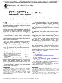 ASTM E905-87(2021) ASTM E905-87(2021) - Standard Test Method for Determining Thermal Performance of Tracking Concentrating Solar Collectors - Page 1 preview