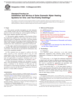 ASTM E1056-13(2021) ASTM E1056-13(2021) - Standard Practice for Installation and Service of Solar Domestic Water Heating Systems for One- and Two-Family Dwellings - Page 1 preview