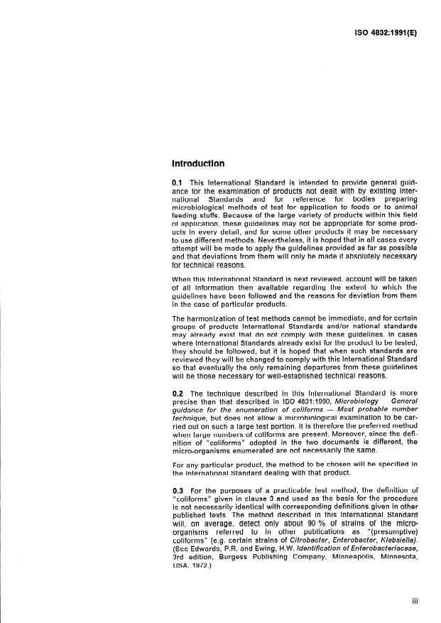 ISO 4832:1991 - Microbiology -- General guidance for the enumeration of coliforms -- Colony count technique