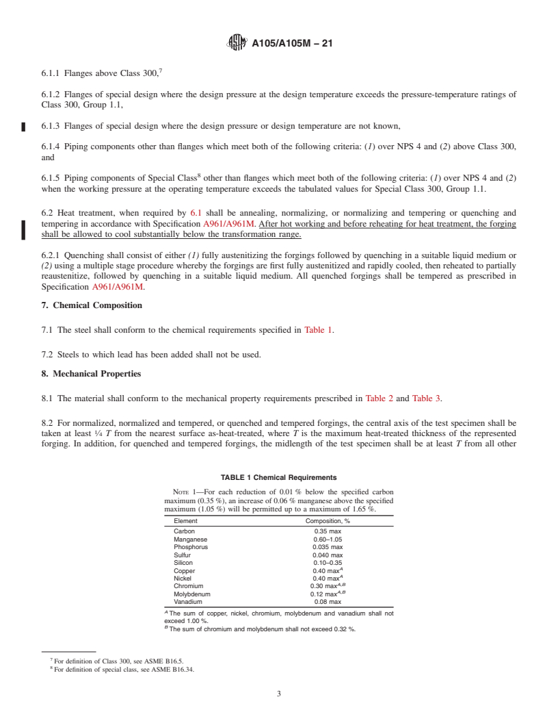 REDLINE ASTM A105/A105M-21 - Standard Specification for Carbon Steel Forgings for Piping Applications