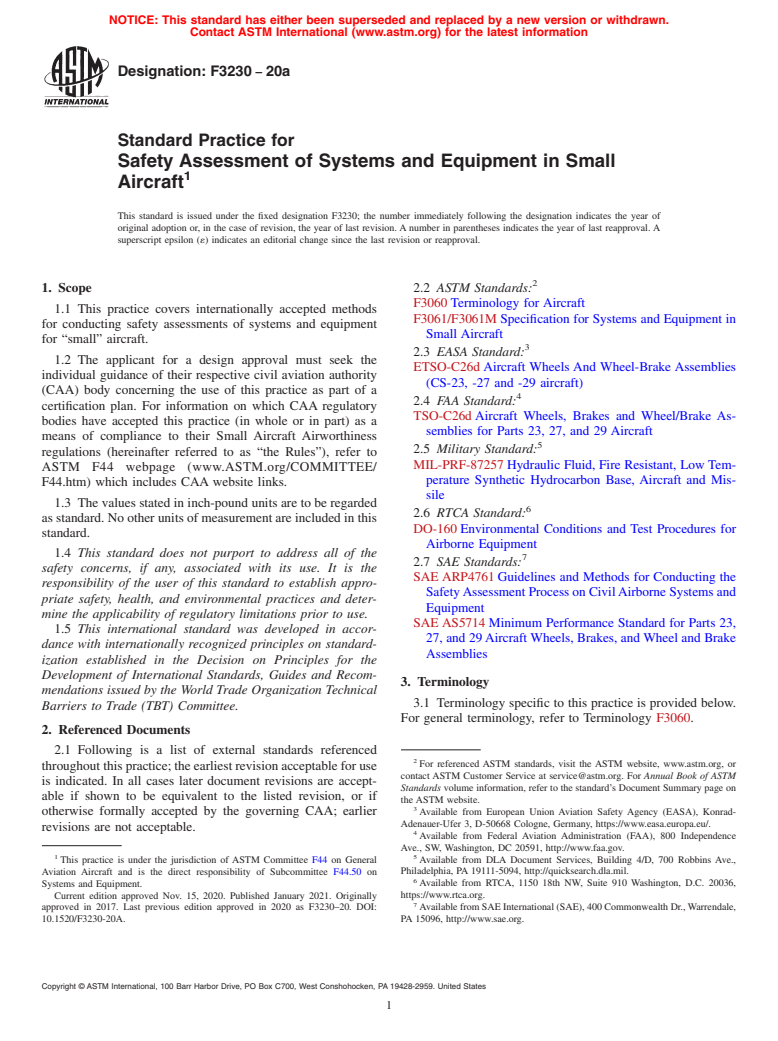 ASTM F3230-20a - Standard Practice for Safety Assessment of Systems and Equipment in Small Aircraft