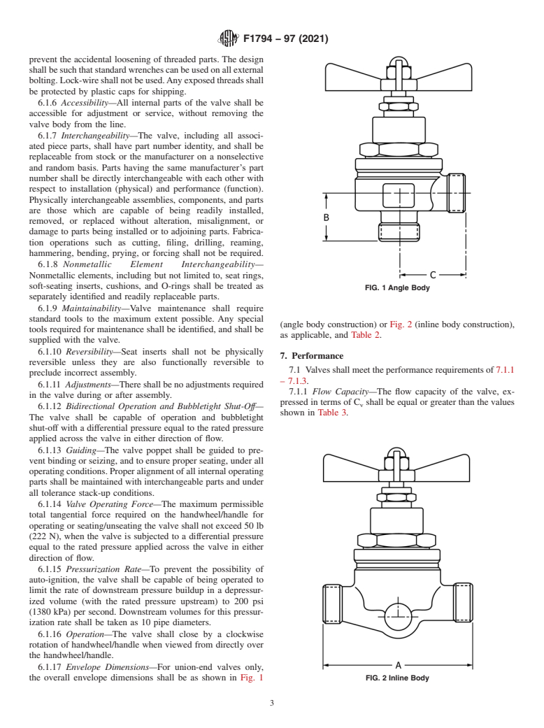 ASTM F1794-97(2021) - Standard Specification for  Hand-Operated, Globe-Style Valves for Gas (Except Oxygen Gas)  and Hydraulic Systems