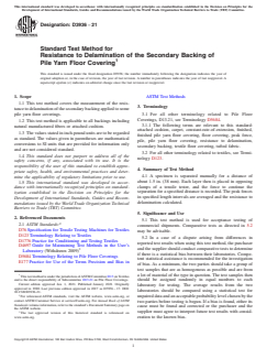 ASTM D3936-21 ASTM D3936-21 - Standard Test Method for Resistance to Delamination of the Secondary Backing of Pile Yarn Floor Covering - Page 1 preview