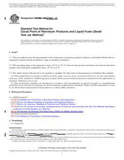 ASTM D7683-21 REDLINE ASTM D7683-21 - Standard Test Method for Cloud Point of Petroleum Products and Liquid Fuels (Small Test Jar Method) - Page 1 preview