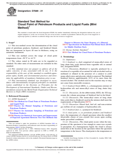 ASTM D7689-21 ASTM D7689-21 - Standard Test Method for Cloud Point of Petroleum Products and Liquid Fuels (Mini Method) - Page 1 preview