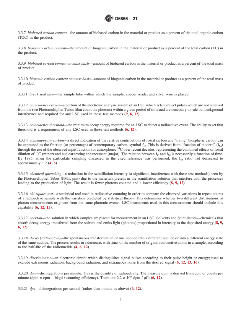 REDLINE ASTM D6866-21 - Standard Test Methods for Determining the Biobased Content of Solid, Liquid, and Gaseous  Samples Using Radiocarbon Analysis