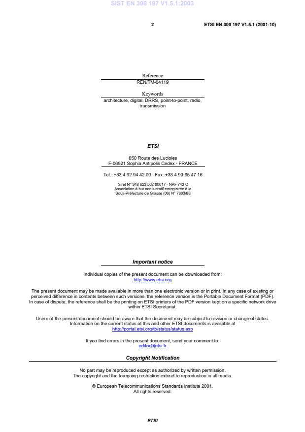 SIST EN 300 197 V1.5.1:2003 SIST EN 300 197 V1.5.1:2003 - Page 4 preview