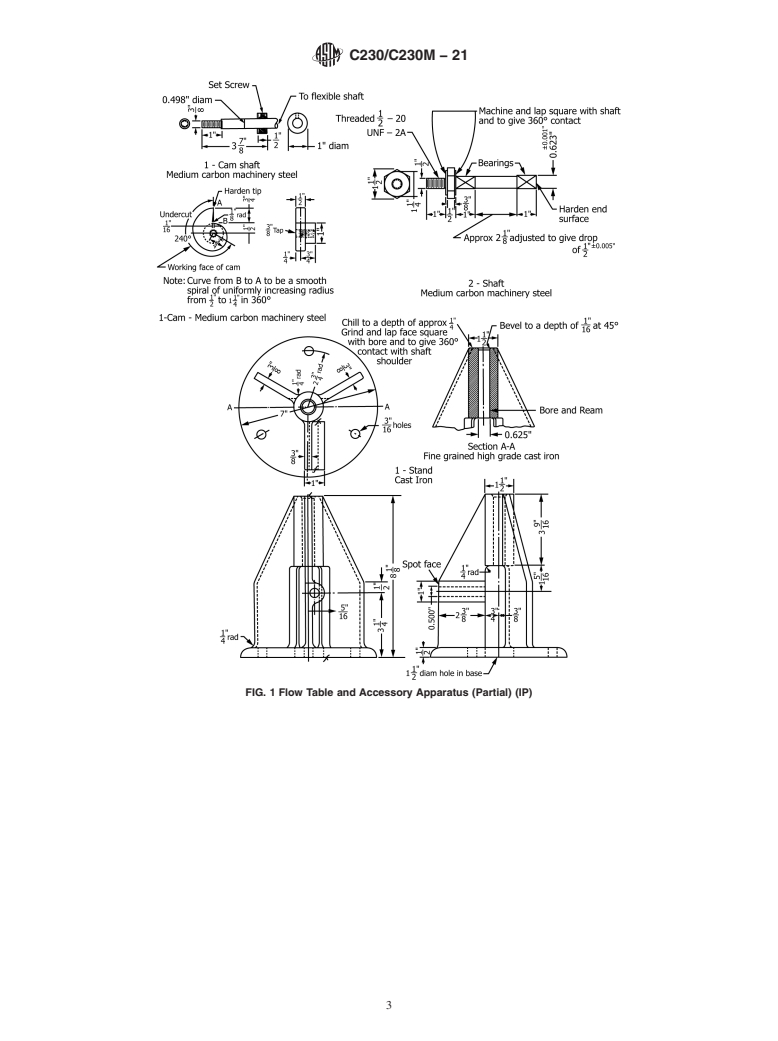 ASTM C230/C230M-21 - Standard Specification for  Flow Table for Use in Tests of Hydraulic Cement