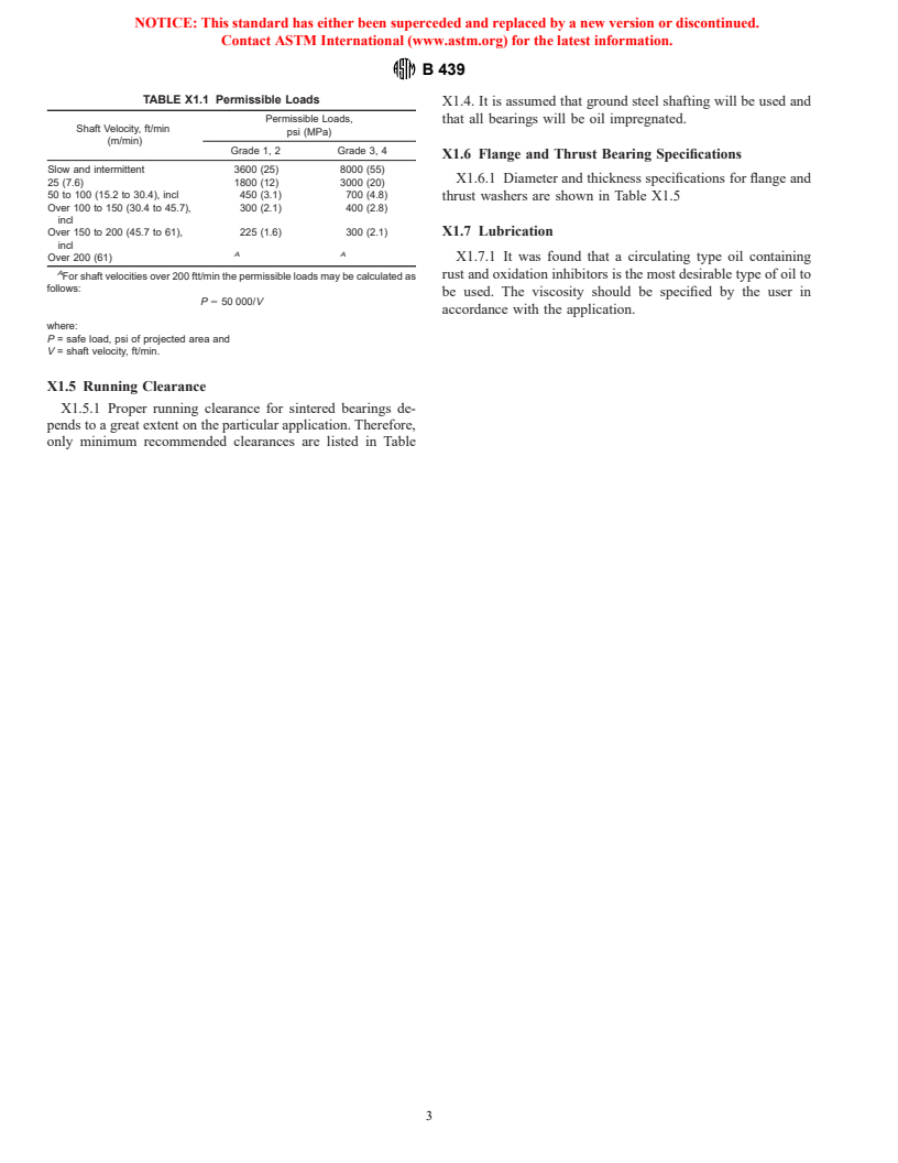 ASTM B439-00 - Standard Specification for Iron-Base Sintered Bearings (Oil-Impregnated)