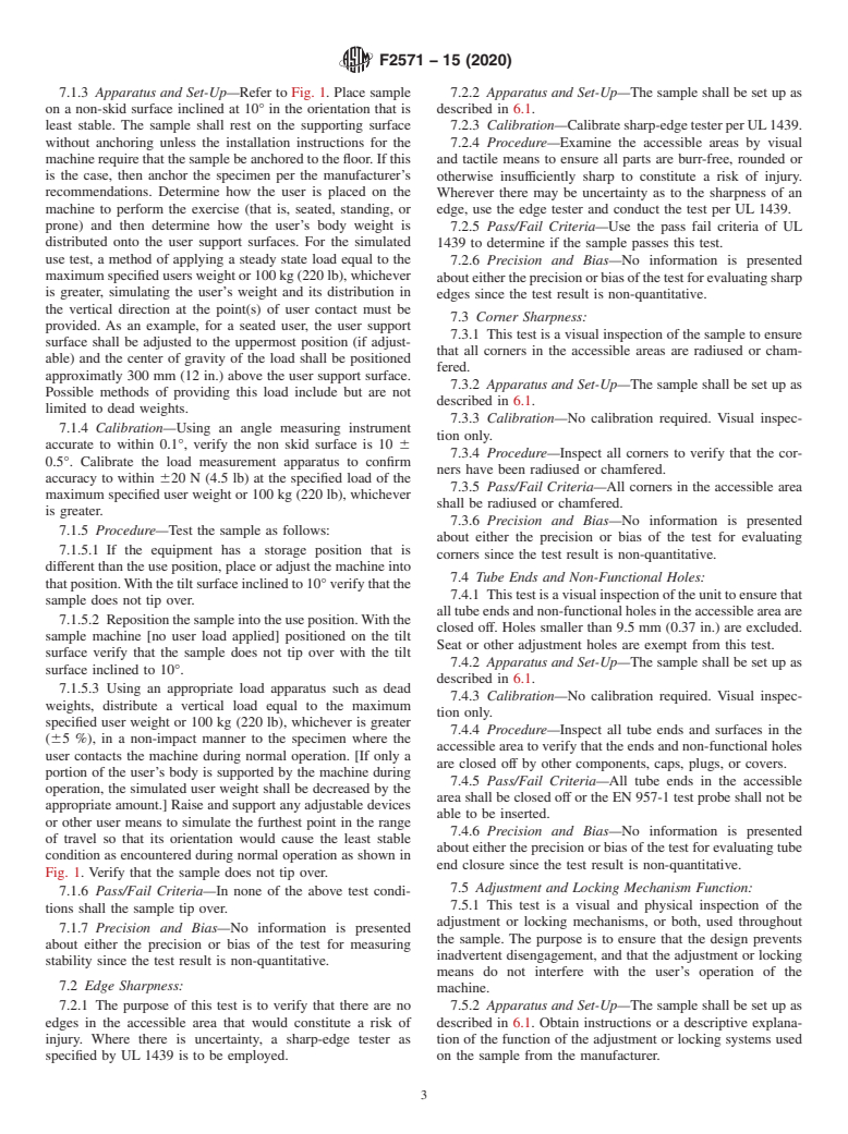 ASTM F2571-15(2020) - Standard Test Methods for Evaluating Design and Performance Characteristics of Fitness  Equipment