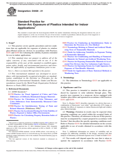 ASTM D4459-21 ASTM D4459-21 - Standard Practice for Xenon-Arc Exposure of Plastics Intended for Indoor Applications - Page 1 preview