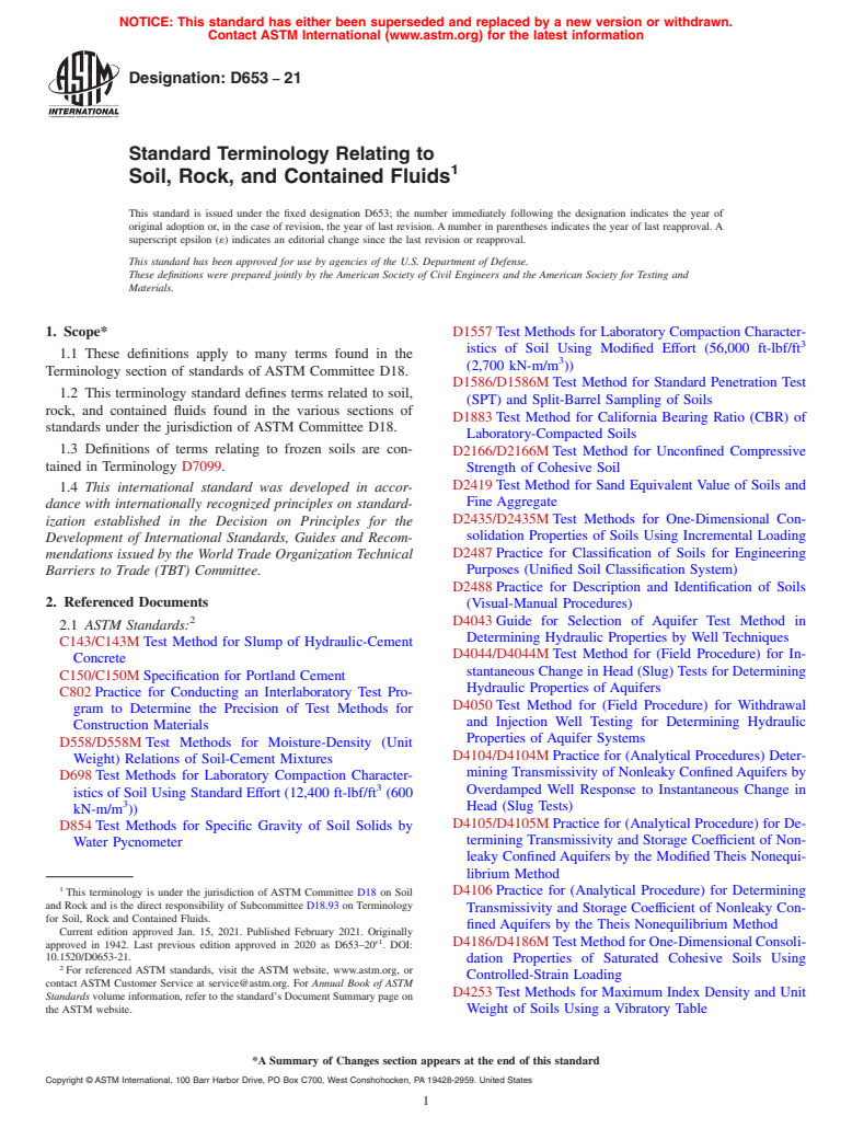 ASTM D653-21 - Standard Terminology Relating to  Soil, Rock, and Contained Fluids