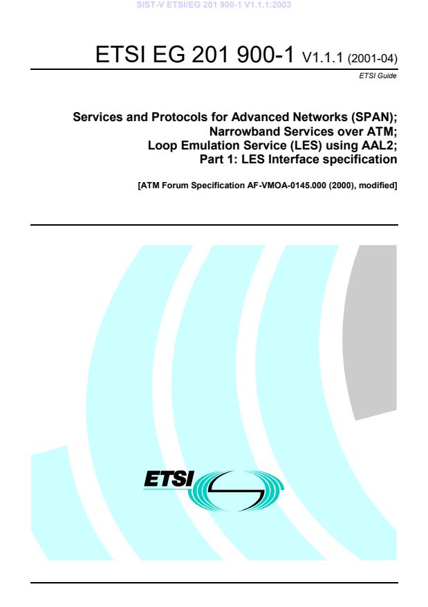 V ETSI/EG 201 900-1 V1.1.1:2003