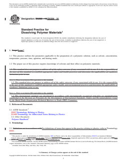 ASTM D5226-21 REDLINE ASTM D5226-21 - Standard Practice for Dissolving Polymer Materials - Page 1 preview