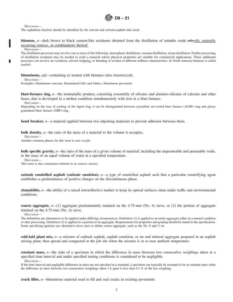 REDLINE ASTM D8-21 - Standard Terminology Relating to Materials for Roads and Pavements