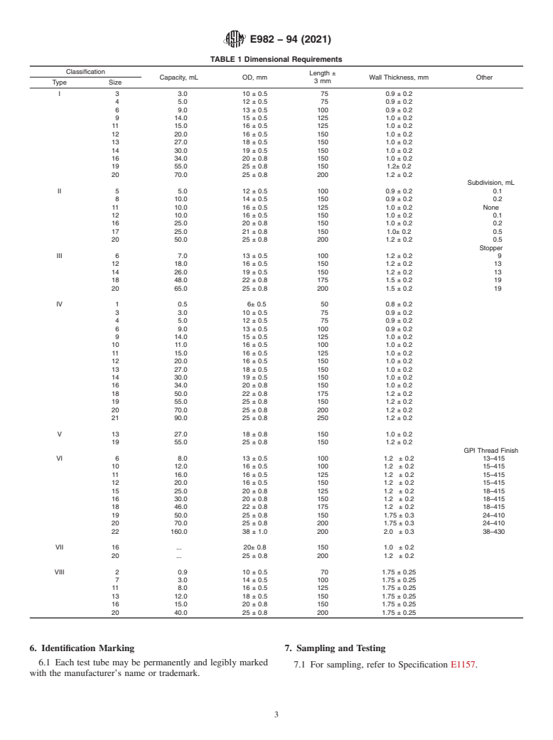 ASTM E982-94(2021) - Standard Specification for  Laboratory Glass Test Tubes