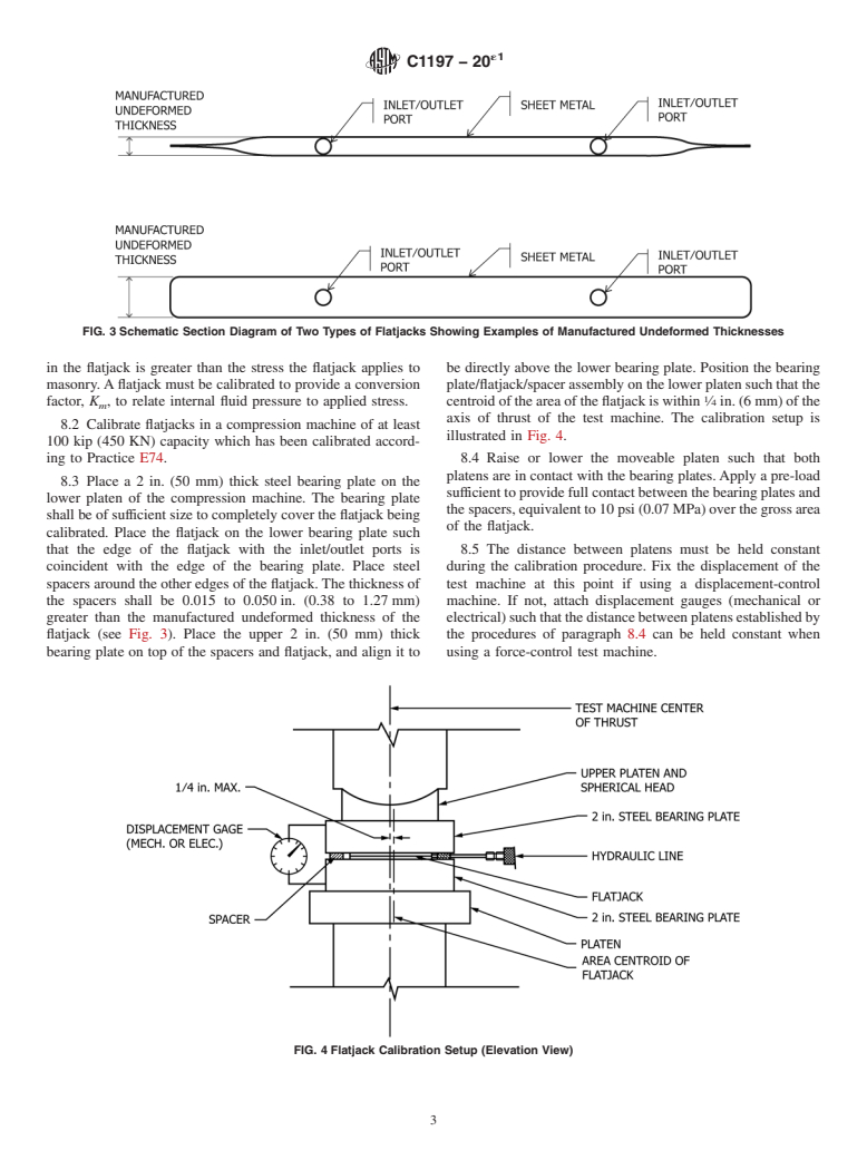 ASTM C1197-20e1 - Standard Test Method for  In Situ Measurement of Masonry Deformability Properties Using  the Flatjack Method