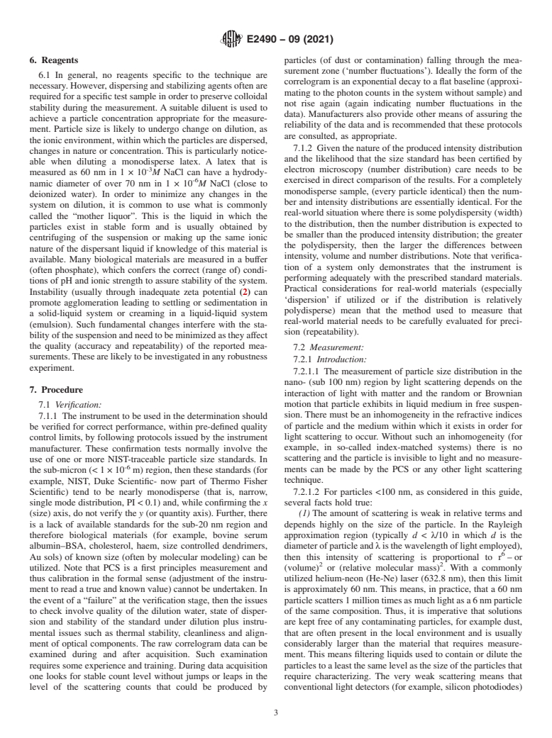 ASTM E2490-09(2021) - Standard Guide for Measurement of Particle Size Distribution of Nanomaterials  in Suspension by Photon Correlation Spectroscopy (PCS)