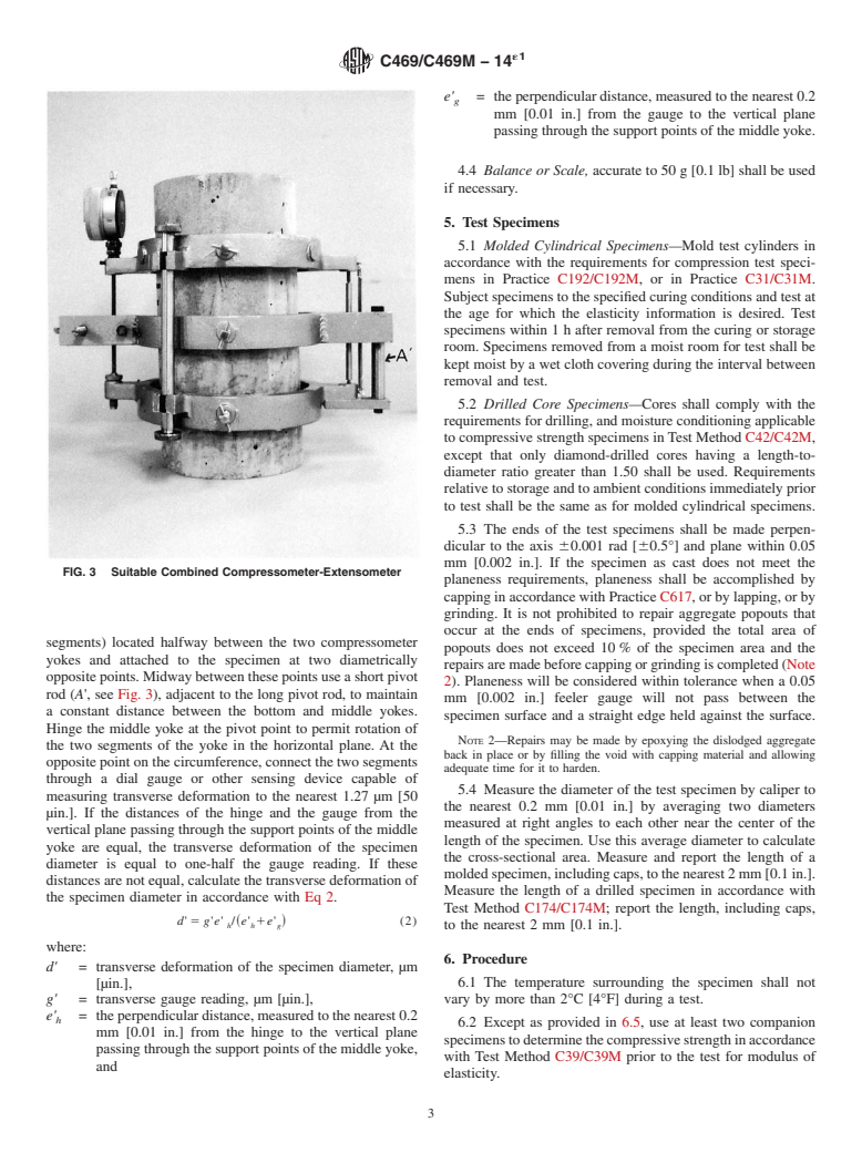 ASTM C469/C469M-14e1 - Standard Test Method for  Static Modulus of Elasticity and Poisson's Ratio of Concrete  in Compression