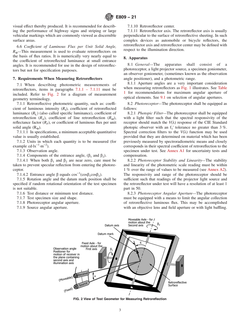 ASTM E809-21 - Standard Practice for Measuring Photometric Characteristics of Retroreflectors