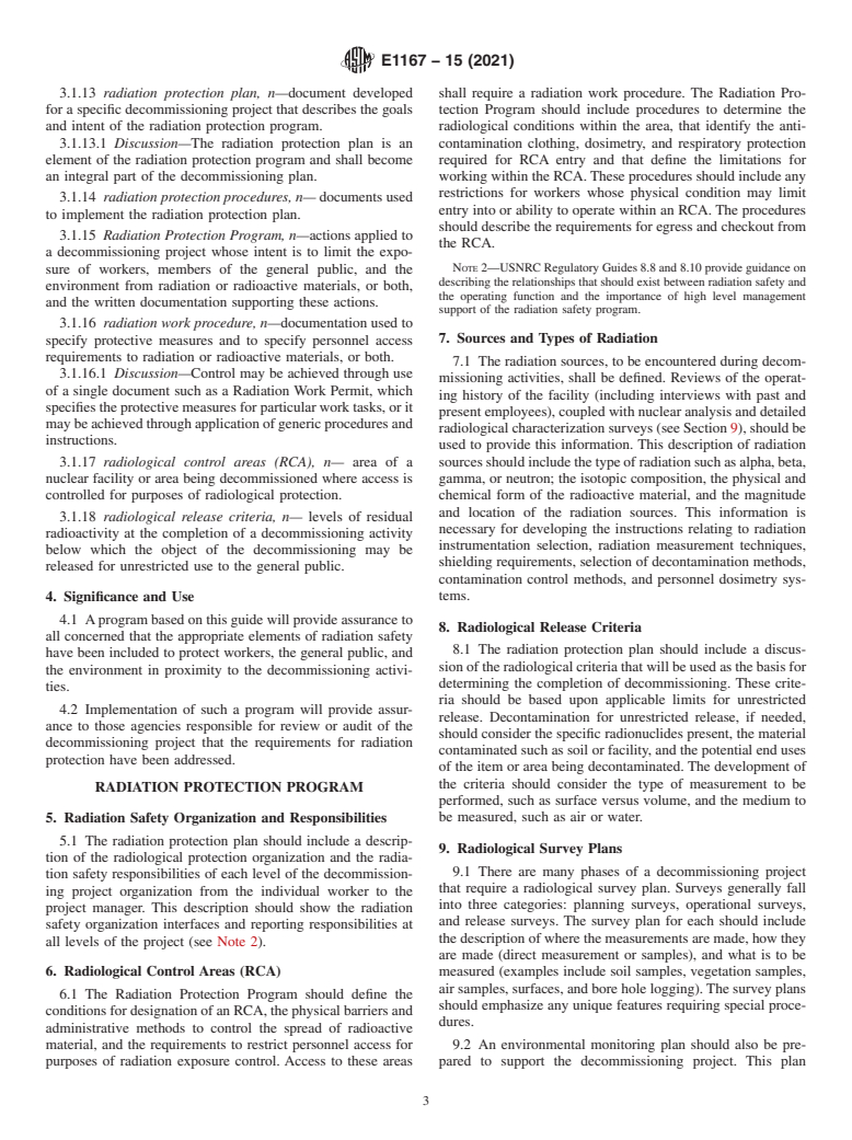 ASTM E1167-15(2021) - Standard Guide for  Radiation Protection Program for Decommissioning Operations