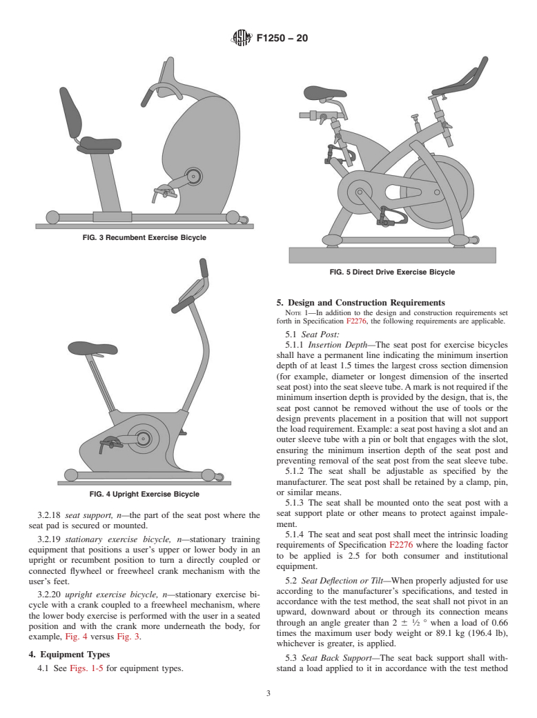ASTM F1250-20 - Standard Specification for Stationary Upright and Recumbent Exercise Bicycles and Upper  and Total Body Ergometers