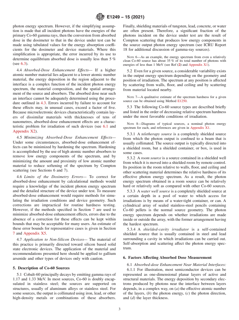 ASTM E1249-15(2021) - Standard Practice for  Minimizing Dosimetry Errors in Radiation Hardness Testing of Silicon Electronic Devices Using Co-60 Sources