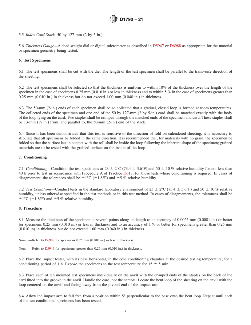 REDLINE ASTM D1790-21 - Standard Test Method for  Brittleness Temperature of Plastic Sheeting by Impact