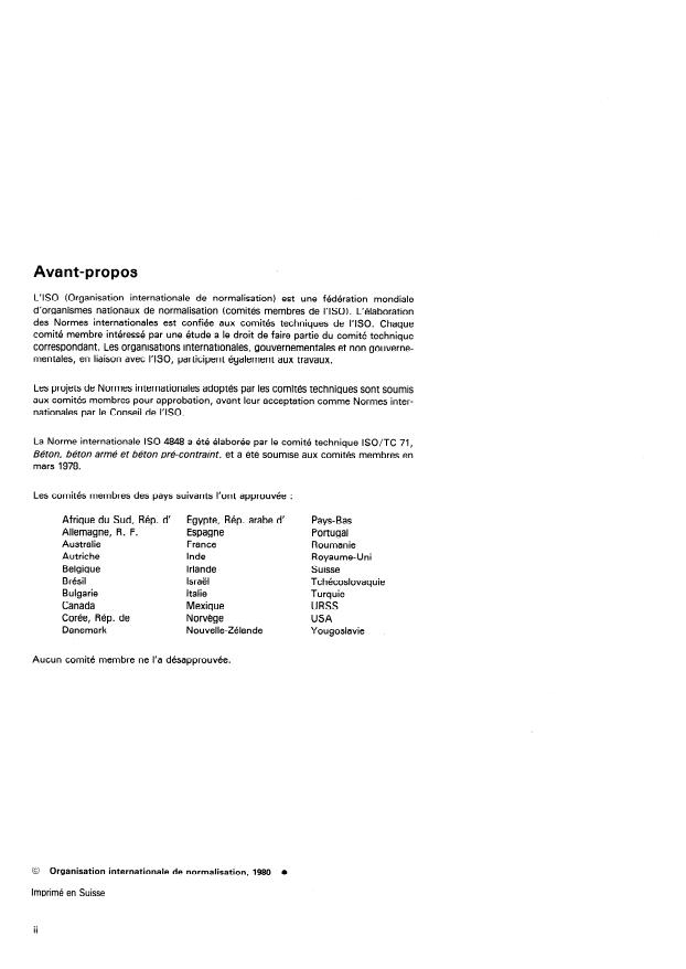 ISO 4848:1980 ISO 4848:1980 - Béton -- Détermination de la teneur en air du béton frais -- Méthode de la compressibilité - Page 2 preview