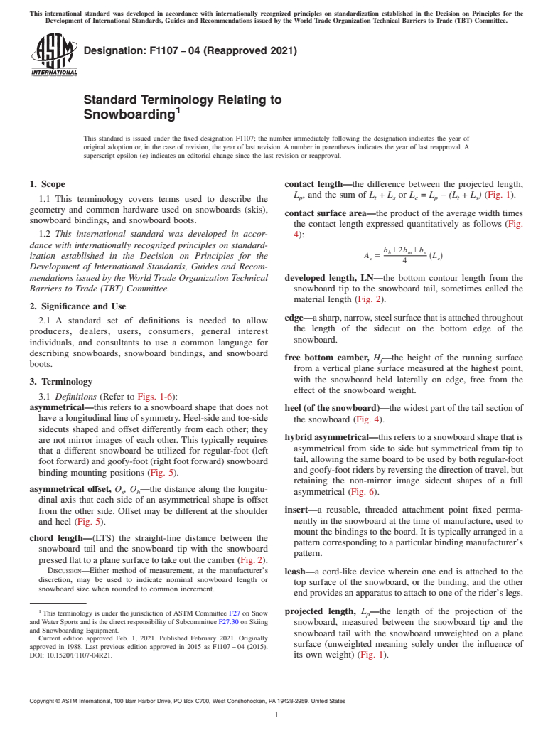 ASTM F1107-04(2021) - Standard Terminology Relating to Snowboarding