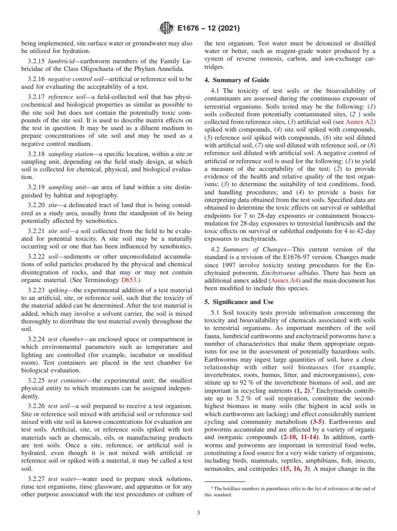 ASTM E1676-12(2021) - Standard Guide for  Conducting Laboratory Soil Toxicity or Bioaccumulation Tests  with the Lumbricid Earthworm <emph type="ital">Eisenia Fetida</emph  > and the Enchytraeid Potworm <emph type="ital">Enchytraeus albidus</emph  >