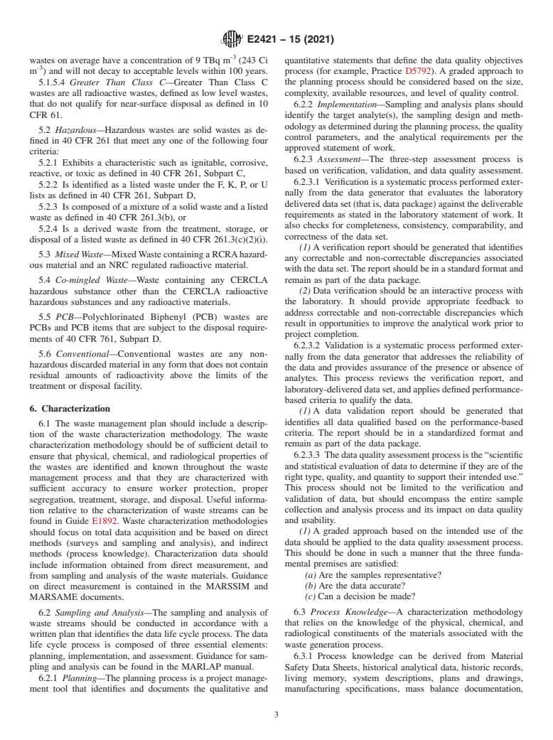 ASTM E2421-15(2021) - Standard Guide for  Preparing Waste Management Plans for Decommissioning Nuclear  Facilities