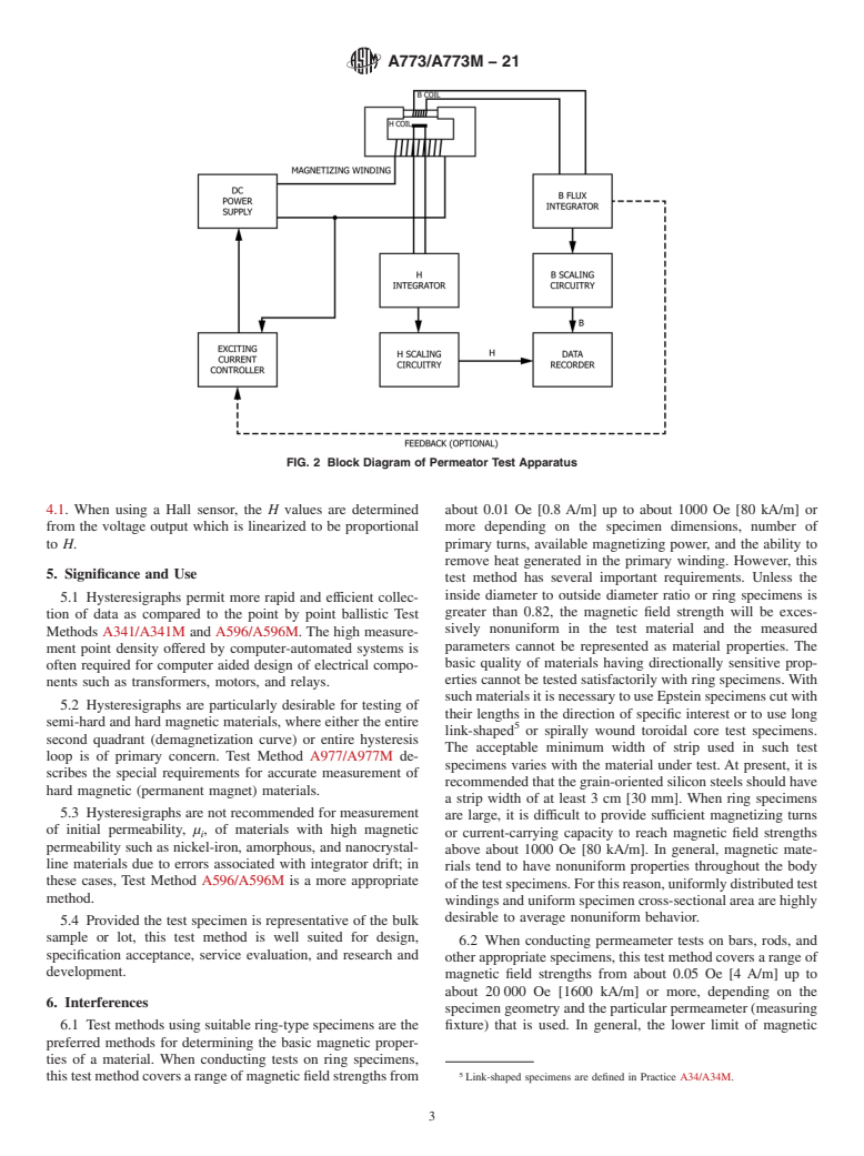 ASTM A773/A773M-21 - Standard Test Method for Direct Current Magnetic Properties of Low Coercivity Magnetic  Materials Using Hysteresigraphs