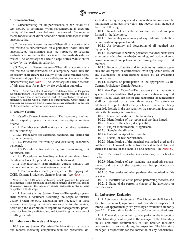 ASTM C1222-21 - Standard Practice for  Evaluation of Laboratories Testing Hydraulic Cement