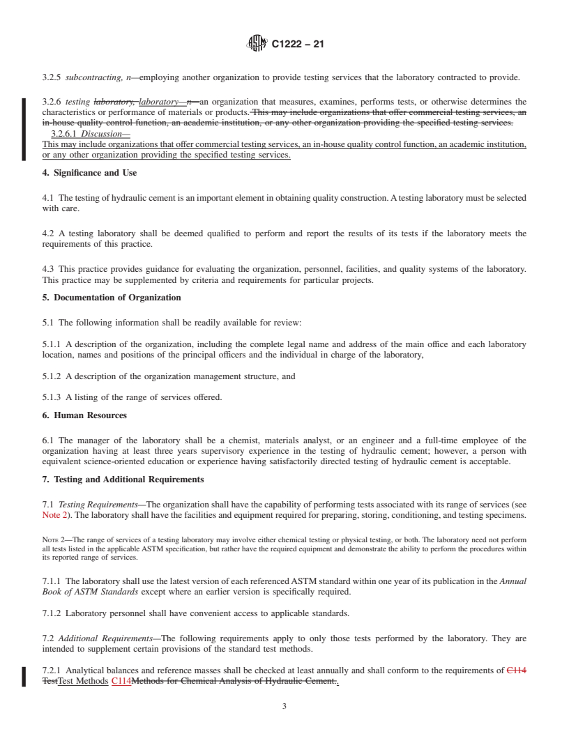 REDLINE ASTM C1222-21 - Standard Practice for  Evaluation of Laboratories Testing Hydraulic Cement