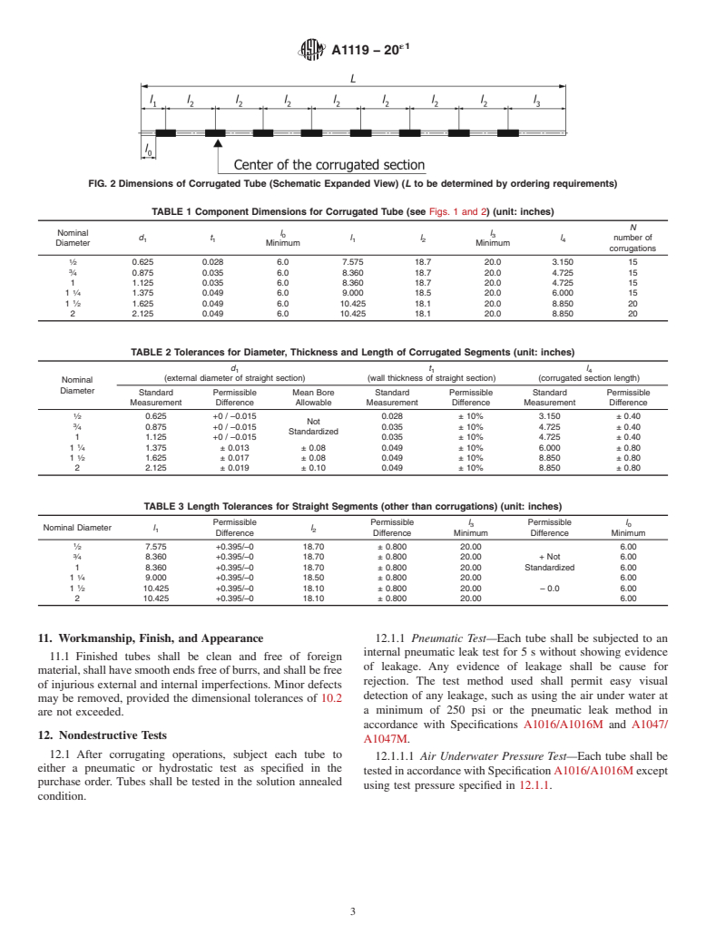 ASTM A1119-20e1 - Standard Specification for Welded Partially Corrugated Tube for Potable Water and General  Service