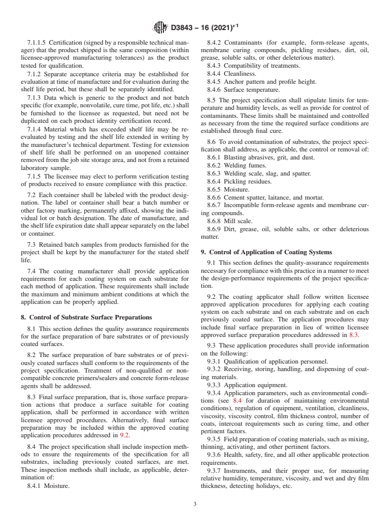 ASTM D3843-16(2021)e1 - Standard Practice for Quality Assurance for Protective Coatings Applied to Nuclear  Facilities