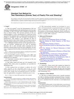 ASTM D1004-21 ASTM D1004-21 - Standard Test Method for Tear Resistance (Graves Tear) of Plastic Film and Sheeting - Page 1 preview
