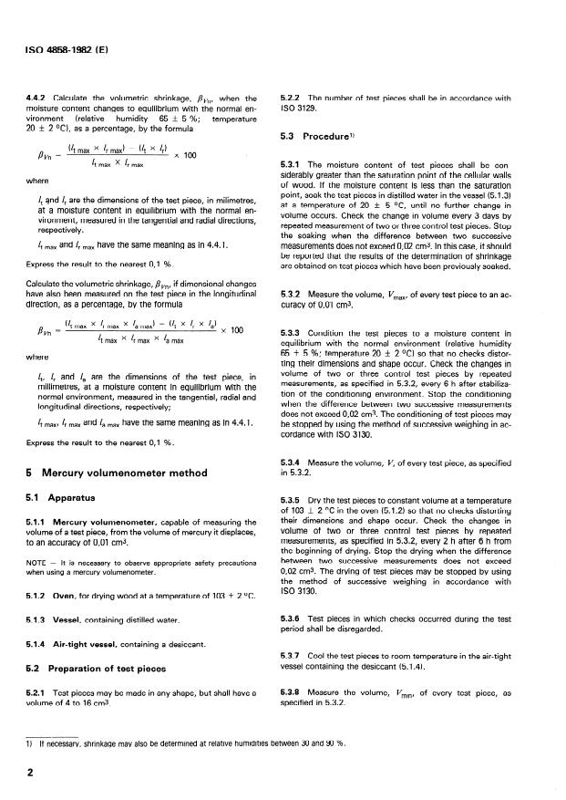 ISO 4858:1982 ISO 4858:1982 - Wood -- Determination of volumetric shrinkage - Page 4 preview